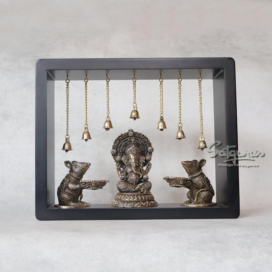 Ganesh With Rats In Frame by Satgurus