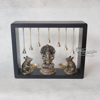Ganesh With Rats In Frame by Satgurus