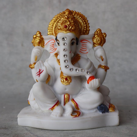 White Marble Fin Ganesha By Satgurus