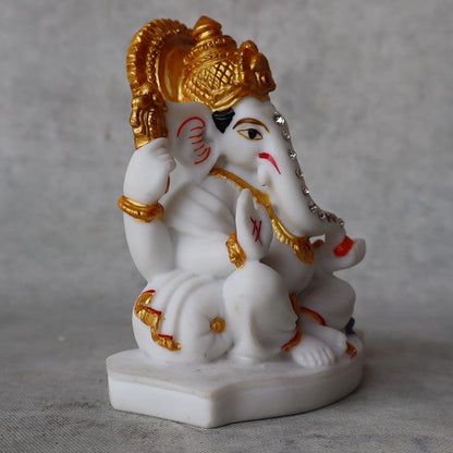 White Marble Fin Ganesha By Satgurus