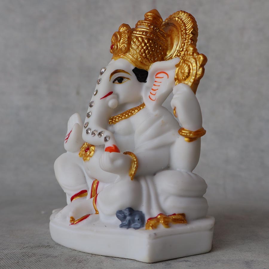White Marble Fin Ganesha By Satgurus
