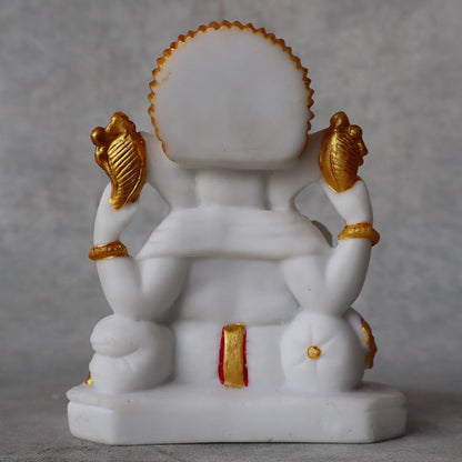 White Marble Fin Ganesha By Satgurus