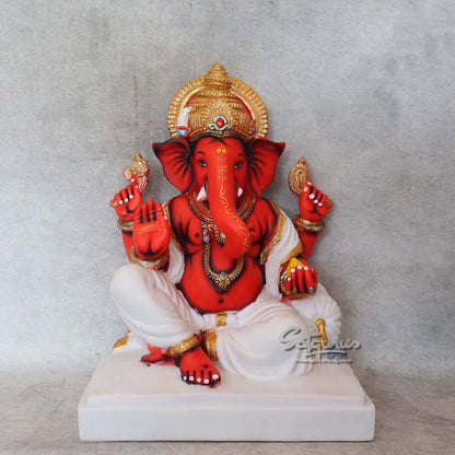 Red Singhasan Ganesha By Satguru's