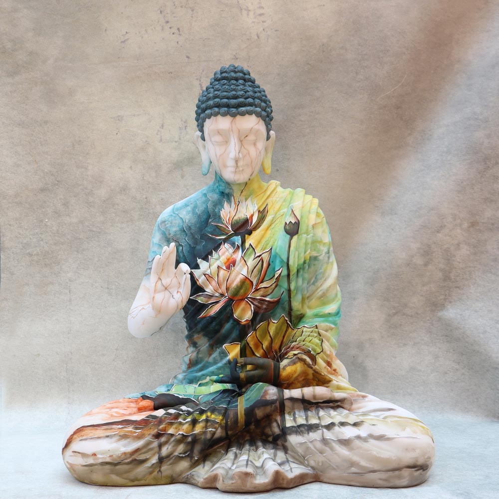 Big Colourfull Hand Painted Buddha By Satgurus 