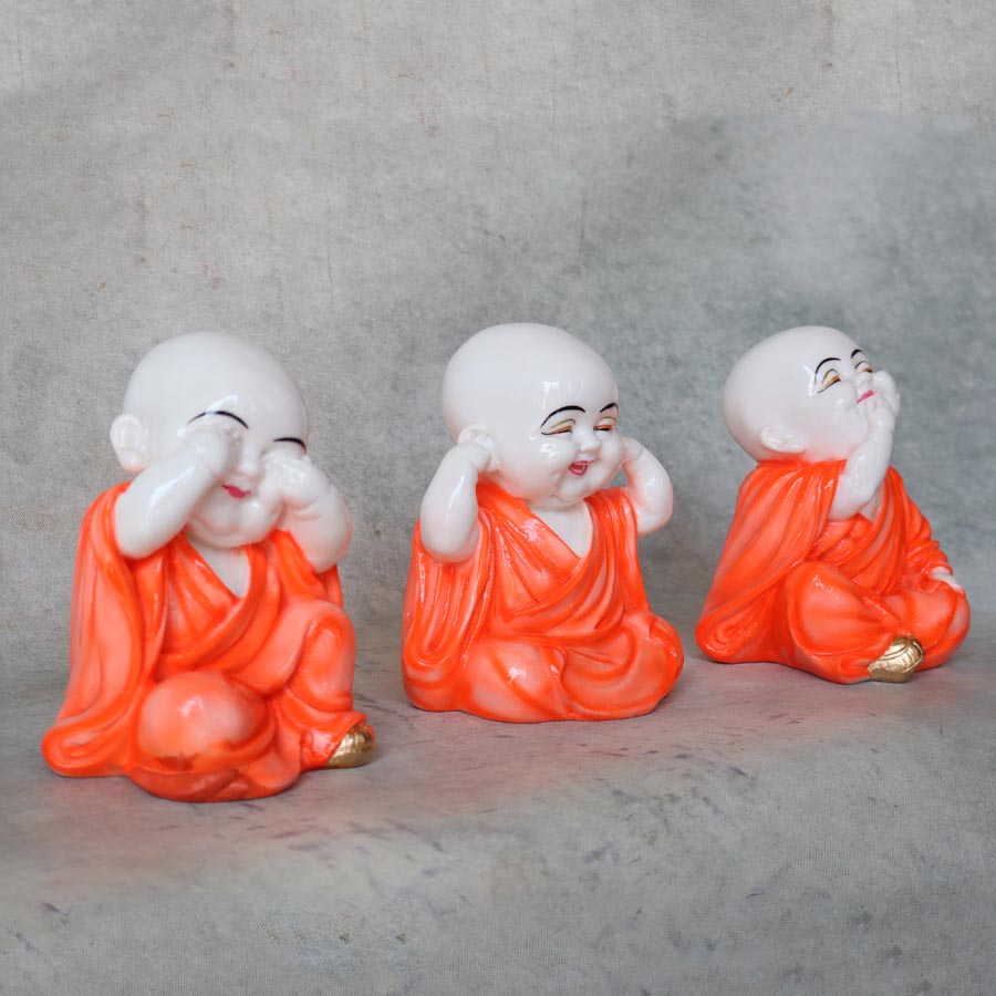 Set Of 3 Monk ( Orange ) By Satgurus
