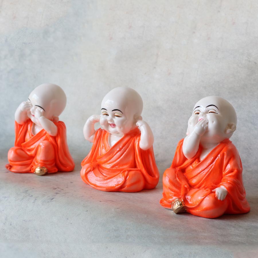Set Of 3 Monk ( Orange ) By Satgurus