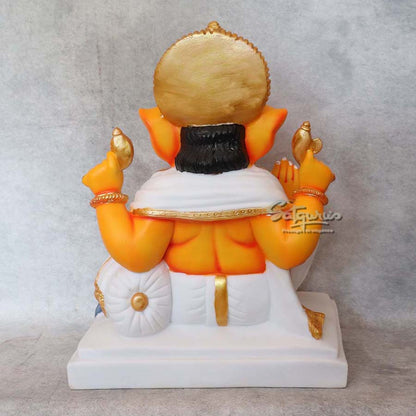 Orange Singhasan Ganesha By Satguru's
