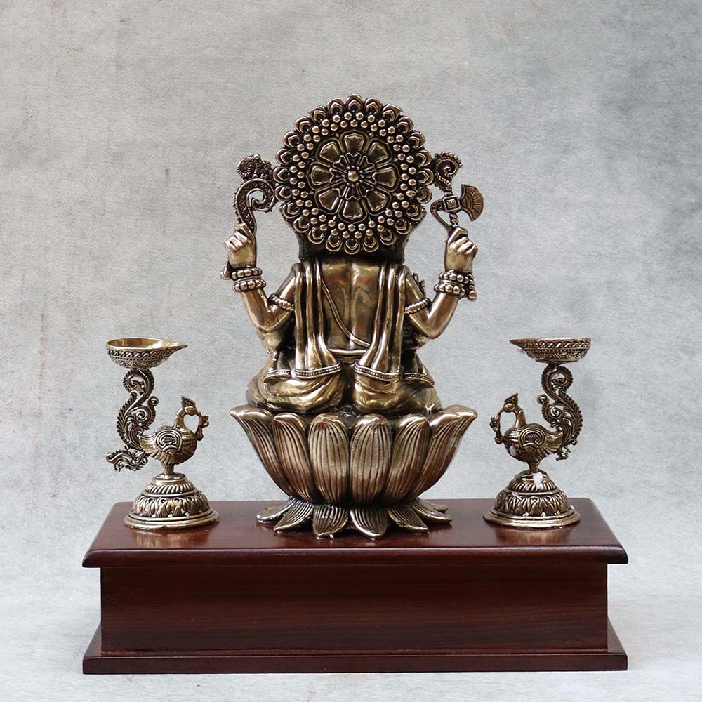 Lotus Ganesha On Base With Diya By Satgurus