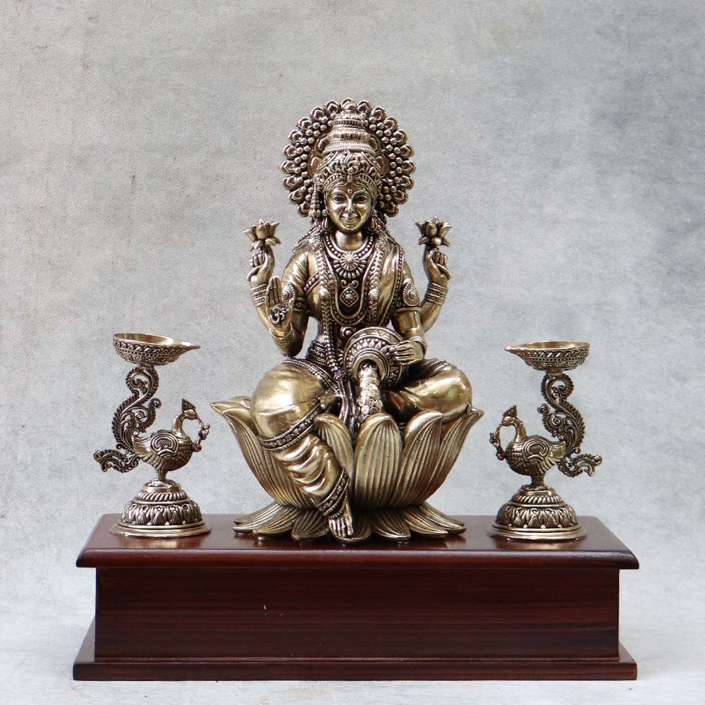 Lotus Laxmi On Base With Diya By Satgurus