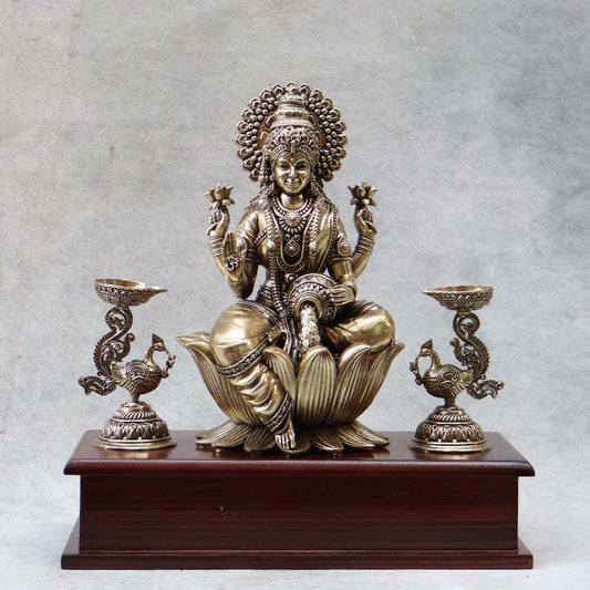 Lotus Laxmi On Base With Diya By Satgurus