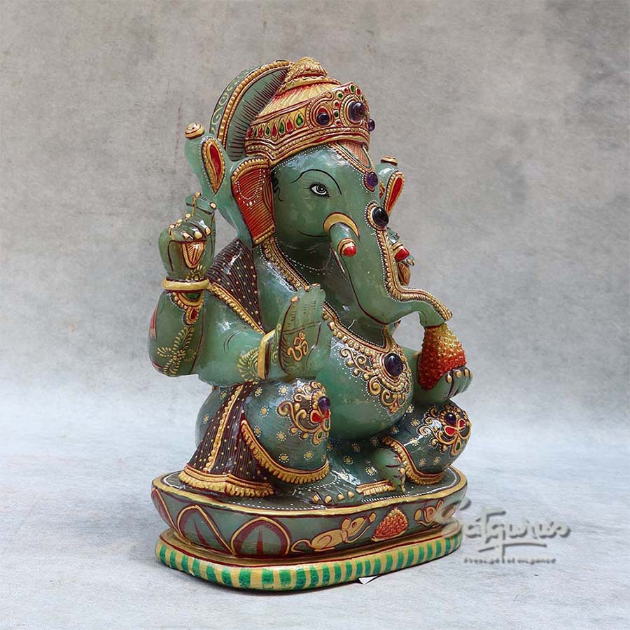Green Jade Stone  Ganesh By Satgurus