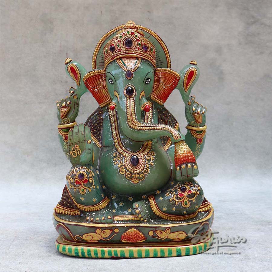Green Jade Stone  Ganesh By Satgurus