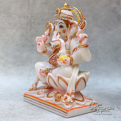 Marble lotus Base Ganesha BY Satgurus