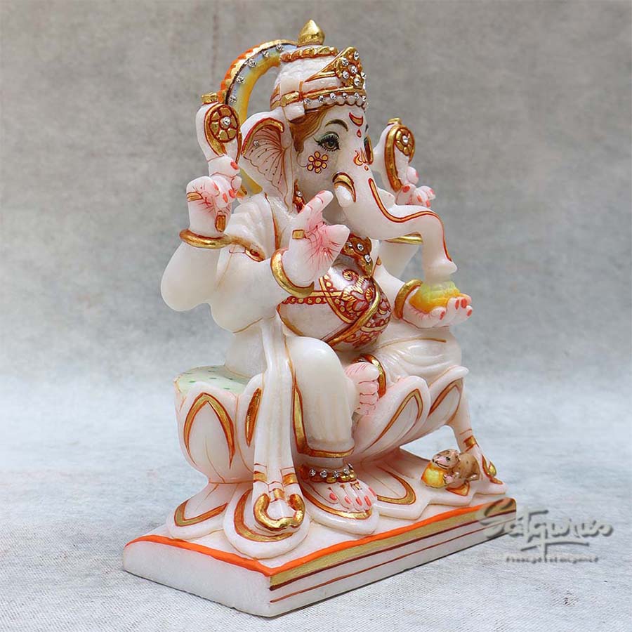 Marble lotus Base Ganesha BY Satgurus