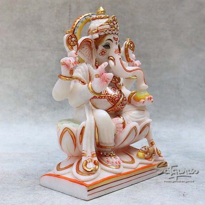 Marble lotus Base Ganesha BY Satgurus