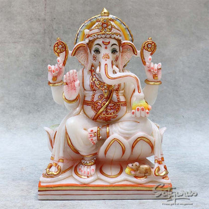 Marble lotus Base Ganesha BY Satgurus