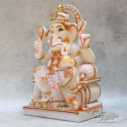 Marble Singhasan Ganesha BY Satgurus