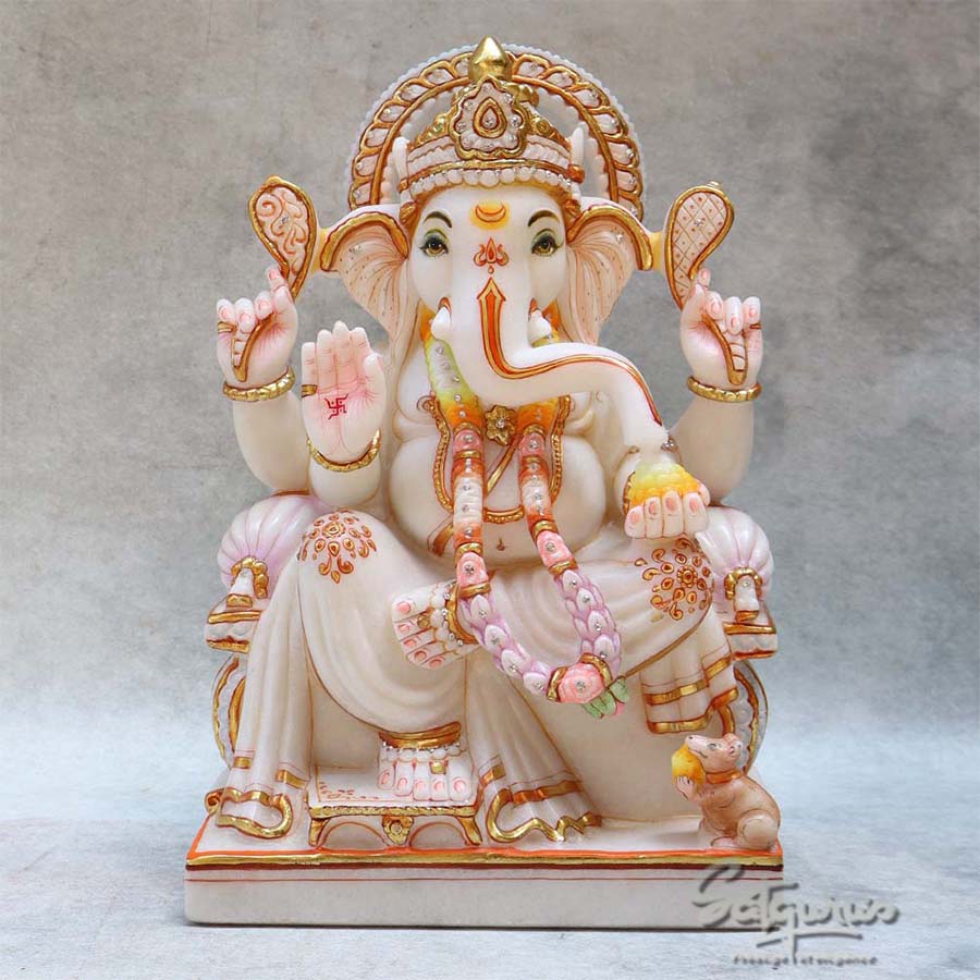 Marble Singhasan Ganesha BY Satgurus