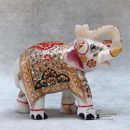 Marble Trunk Up Elephant BY Satgurus