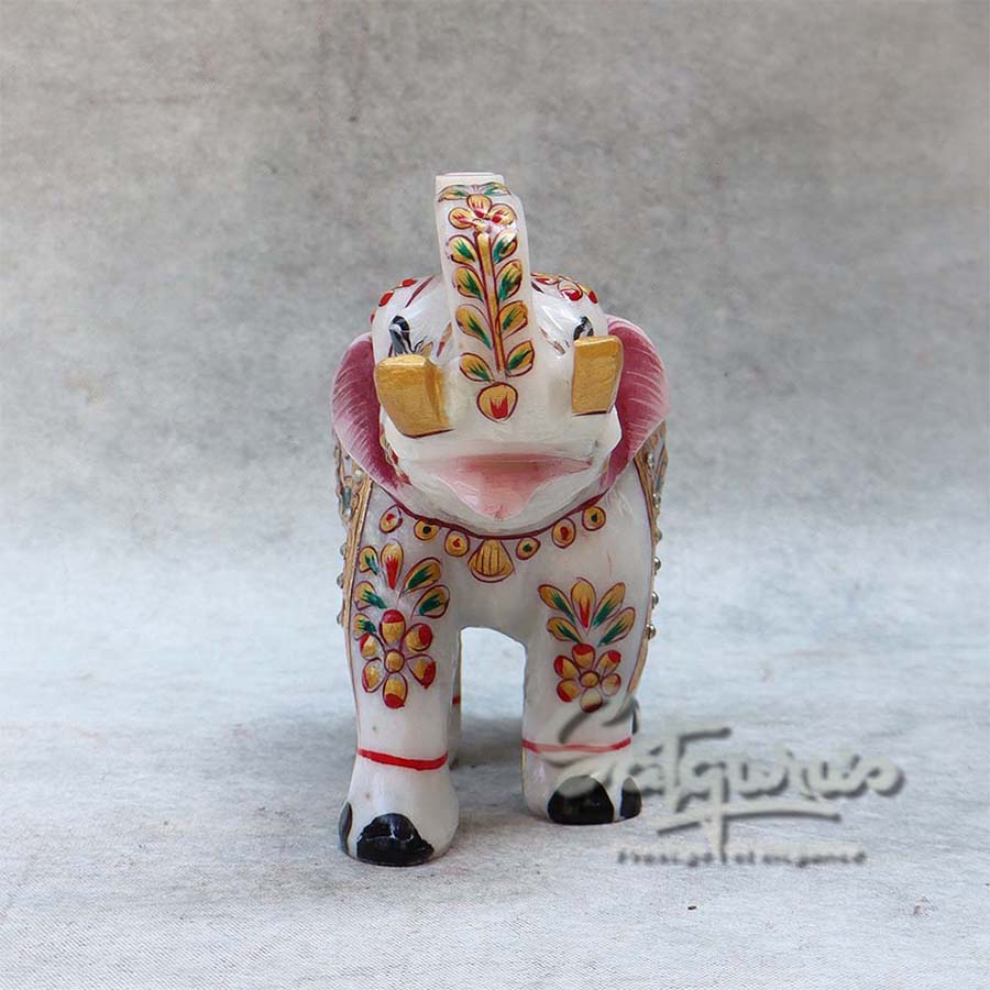Marble Trunk Up Elephant BY Satgurus