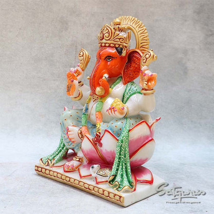 Colorful Lotus Base Ganesha BY Satgurus