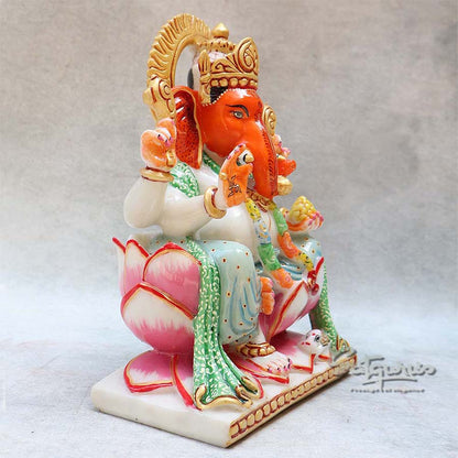 Colorful Lotus Base Ganesha BY Satgurus