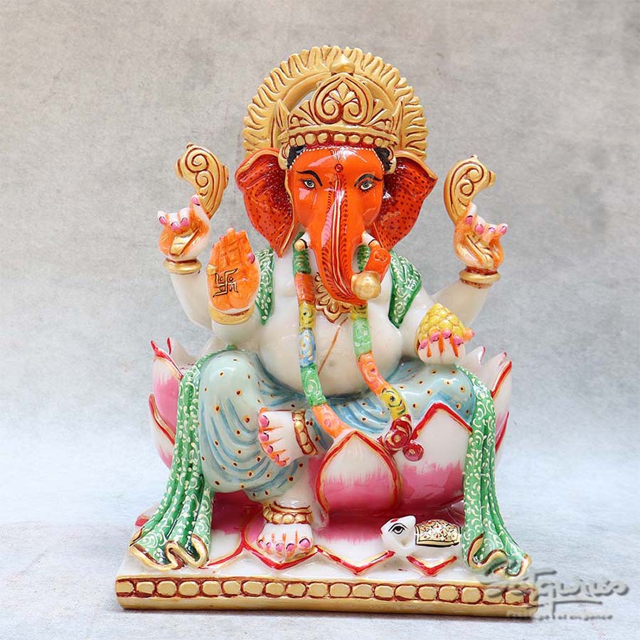 Colorful Lotus Base Ganesha BY Satgurus