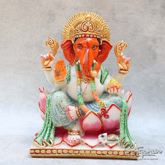 Colorful Lotus Base Ganesha BY Satgurus