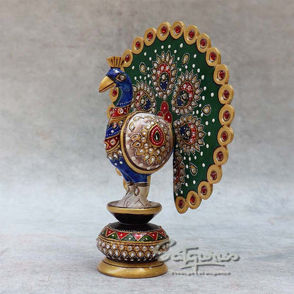 Wooden Hand Painted Chatter Pecock Table Décor BY Satgurus