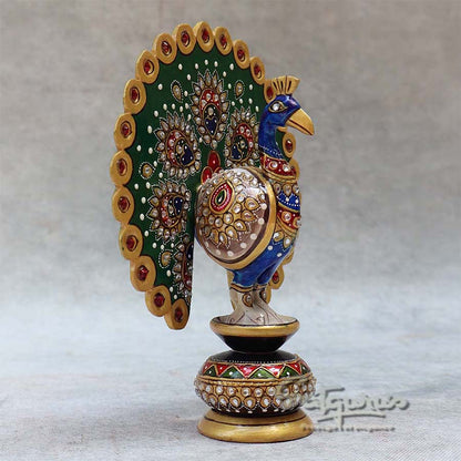 Wooden Hand Painted Chatter Pecock Table Décor BY Satgurus