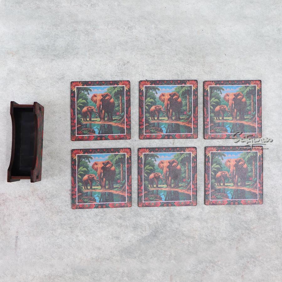 Wooden Elephant Design Coasters By Satgurus