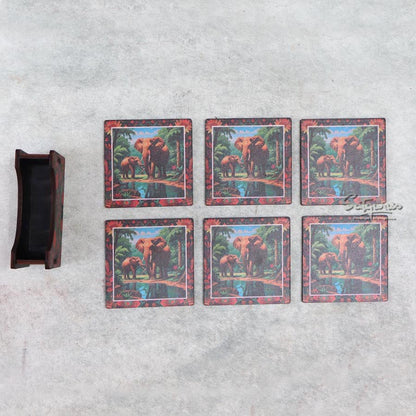 Wooden Elephant Design Coasters By Satgurus