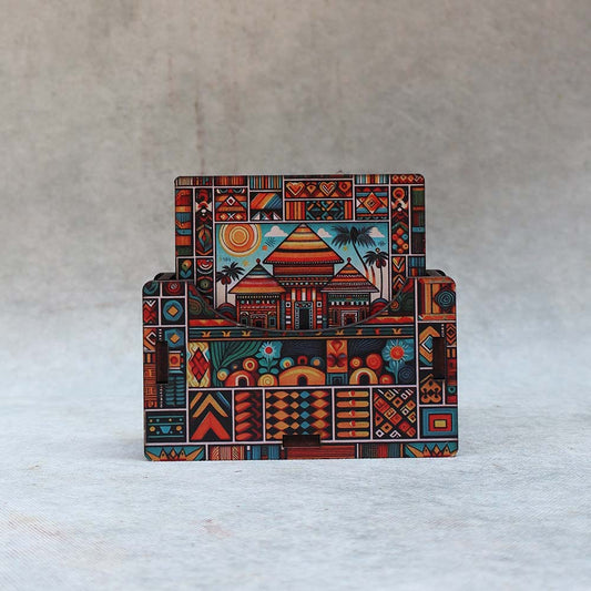 Wooden Village Design Coaster By Satguru's