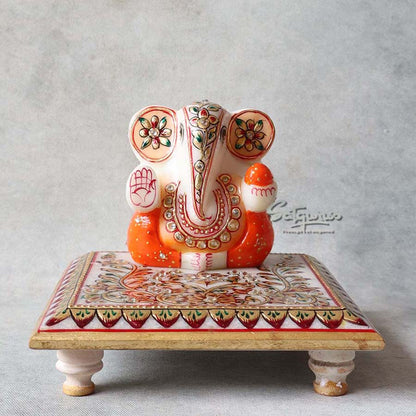 Marble Chowki With Ganesha By Satguru's
