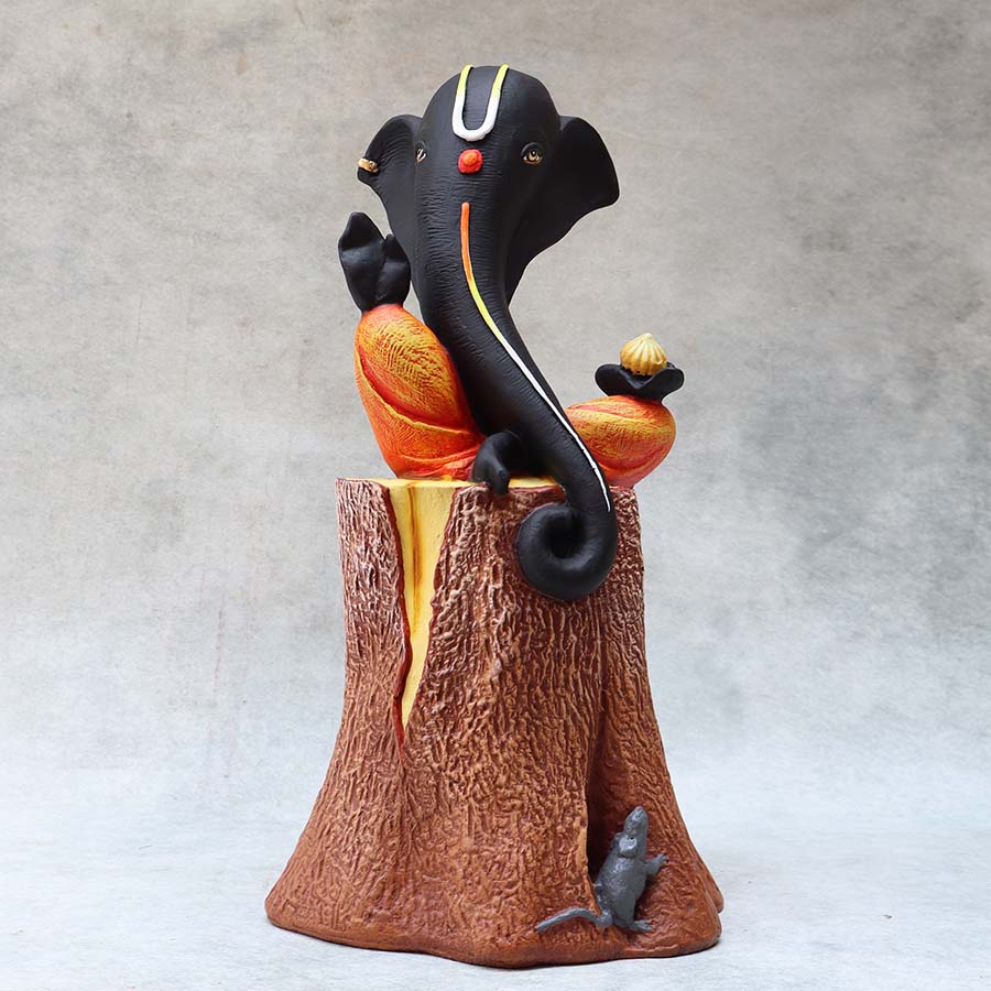 Modern Ganesha On Log By Satguru's