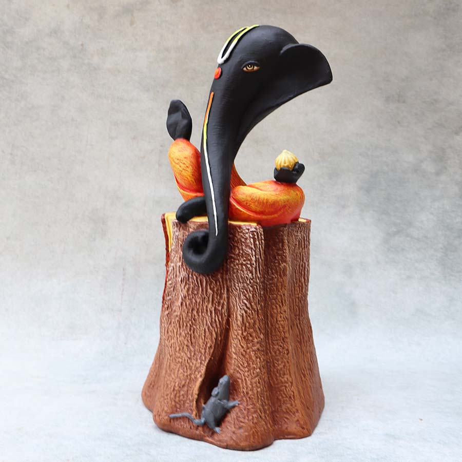 Modern Ganesha On Log By Satguru's