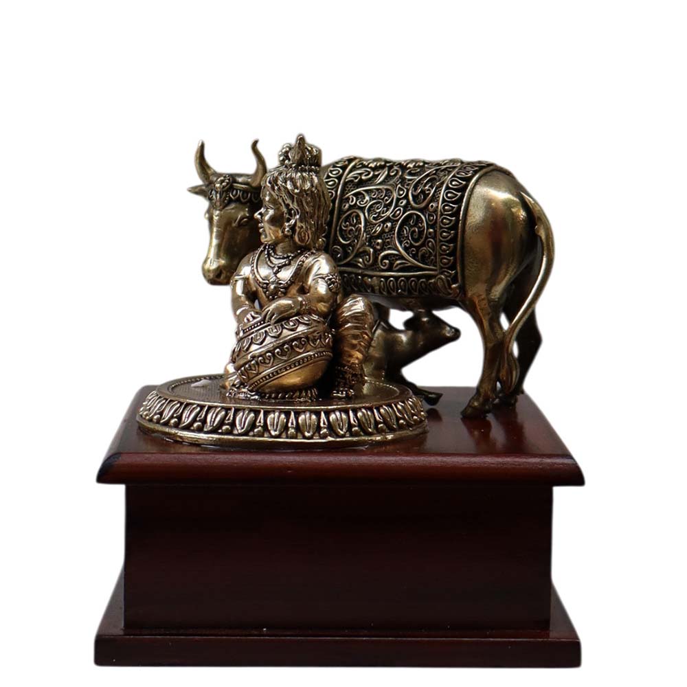 Balkrishna With Cow & Calf on Base By Satgurus