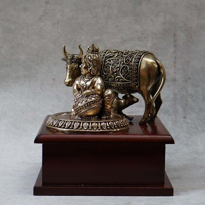 Balkrishna With Cow & Calf on Base By Satgurus