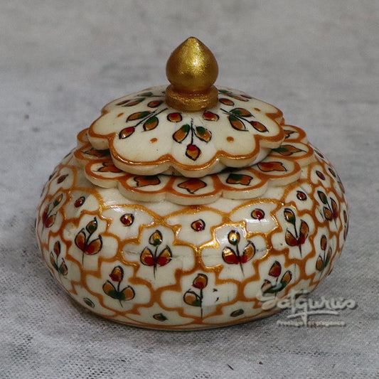 Decorative Floral Hand-Painted Marble  Box By Satgurus