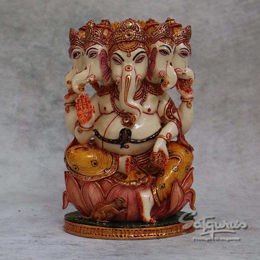Marble Dust Ganesha Five Face By Satgurus