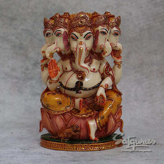 Marble Dust Ganesha Five Face By Satgurus