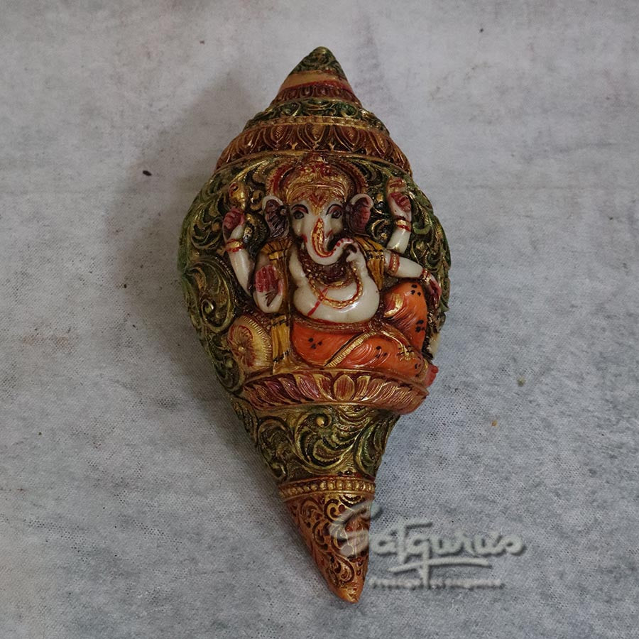Marble Dust Shank Ganesh Carving