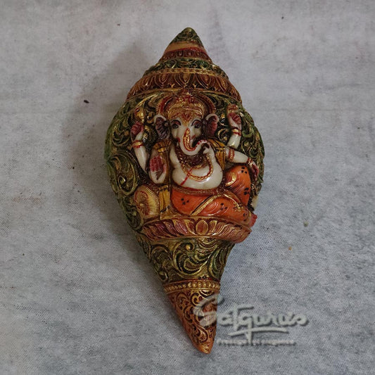 Marble Dust Shank Ganesh Carving