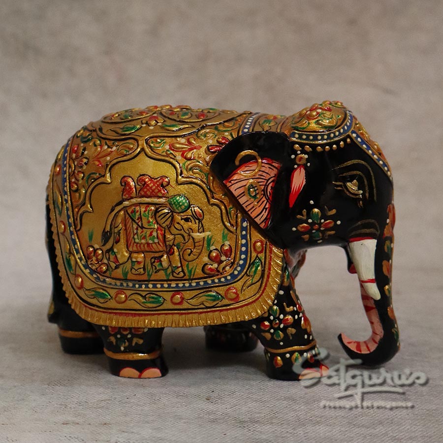 Hand-Painted Traditional Rajasthani Ambabari Elephant Figurine By Satgurus