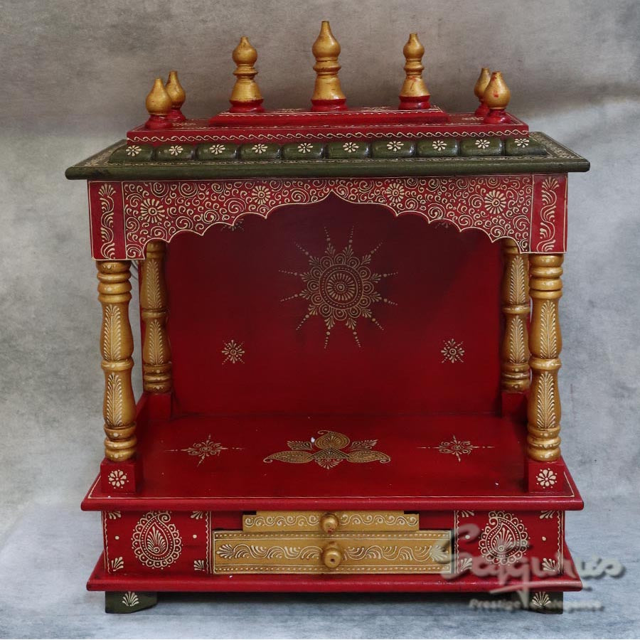 Rajasthani Handcrafted Wooden Home Puja Mandir By Satgurus