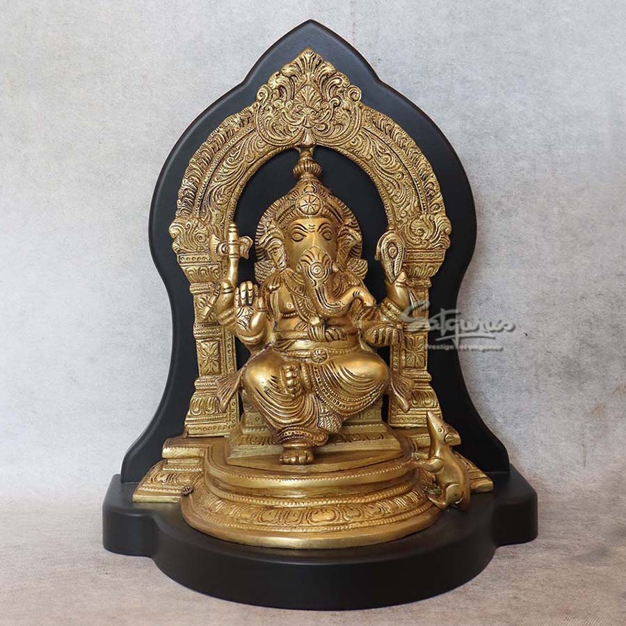 Brass Arch Ganesha With Base By Satguru's