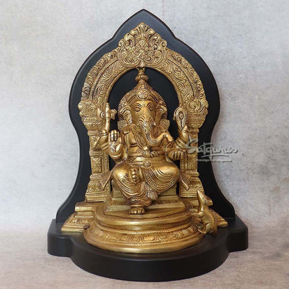 Brass Arch Ganesha With Base By Satguru's