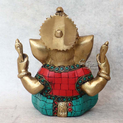 Brass Stone Work Mukut Appu Ganesha By Satguru's