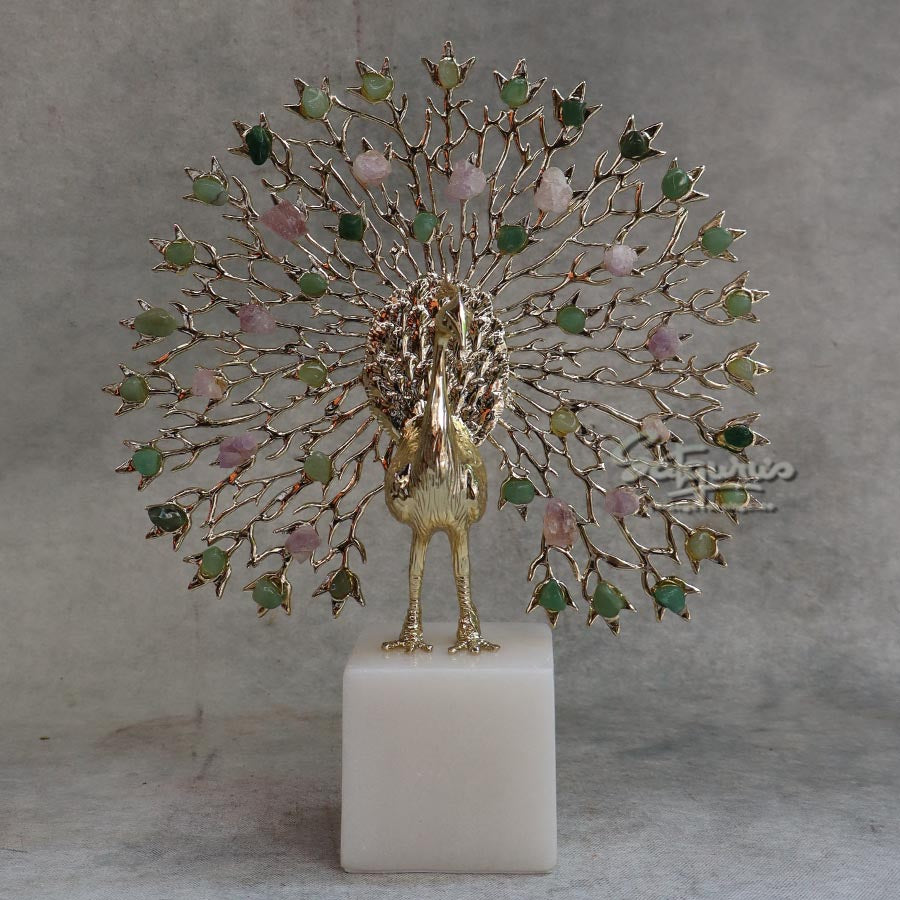 Stone Work Peacock Sculpture On Base By Satgurus