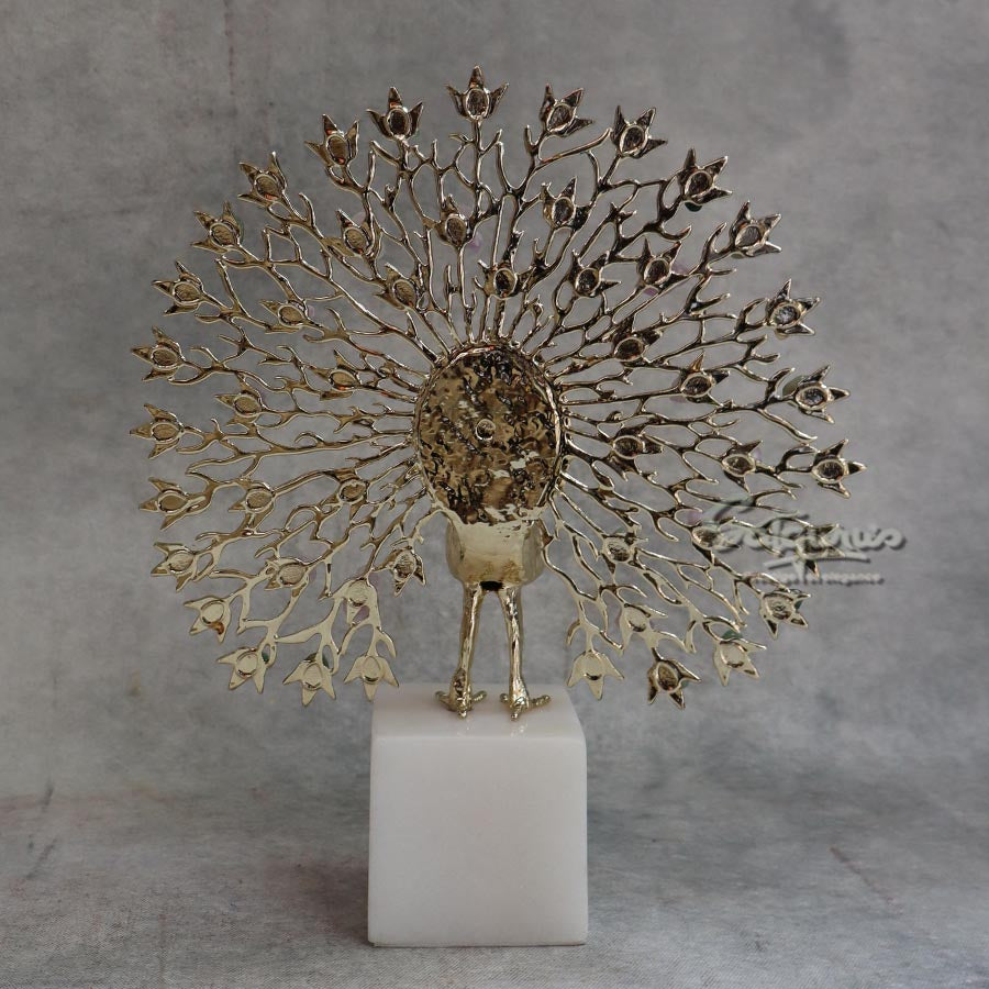 Stone Work Peacock Sculpture On Base By Satgurus